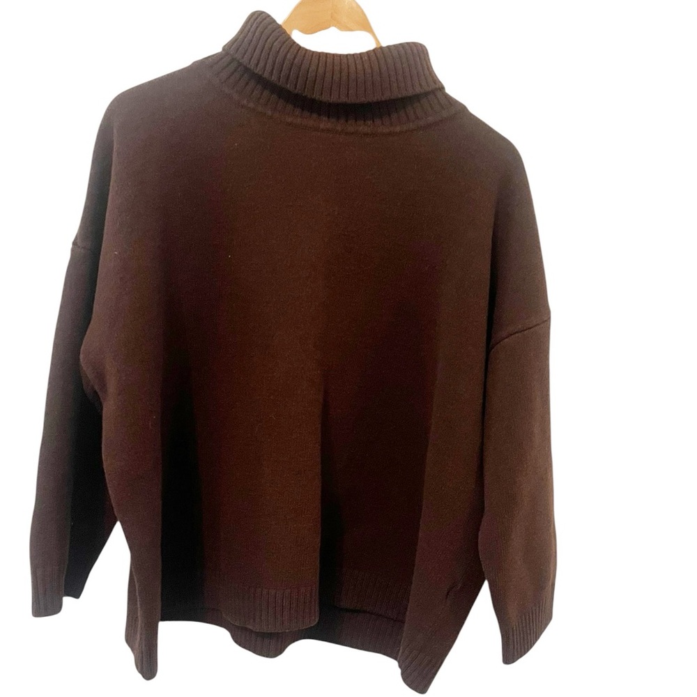 Margaret O’Leary Brown Wool Blend Turtleneck Pullover Sweater‎ Size Large